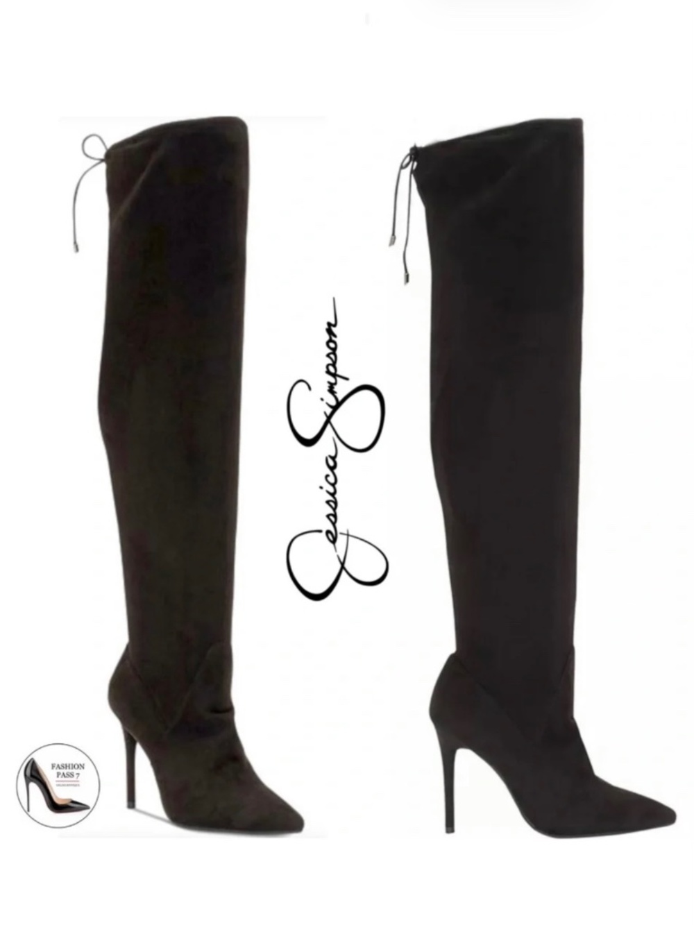 Jessica Simpson Lessy Black Suede Pointed-Toe Over The Knee Women’s Dress Boot 8